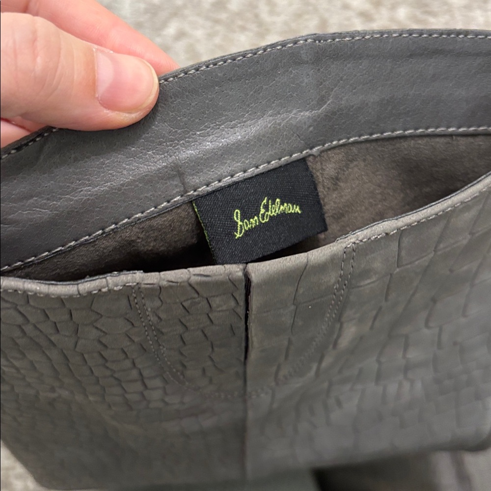 Sam Edelman Joelle knee-high boots in grey croc-embossed suede 9.5 - Picture 6 of 9